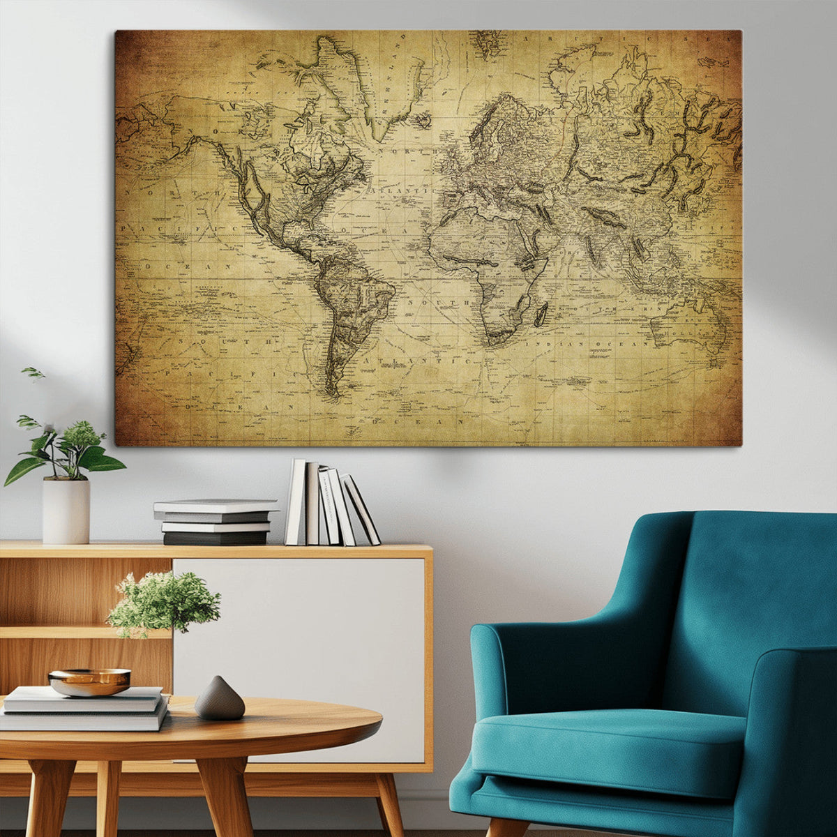 Push Pin World Map Canvas Print | Travel Tracker Wall Art