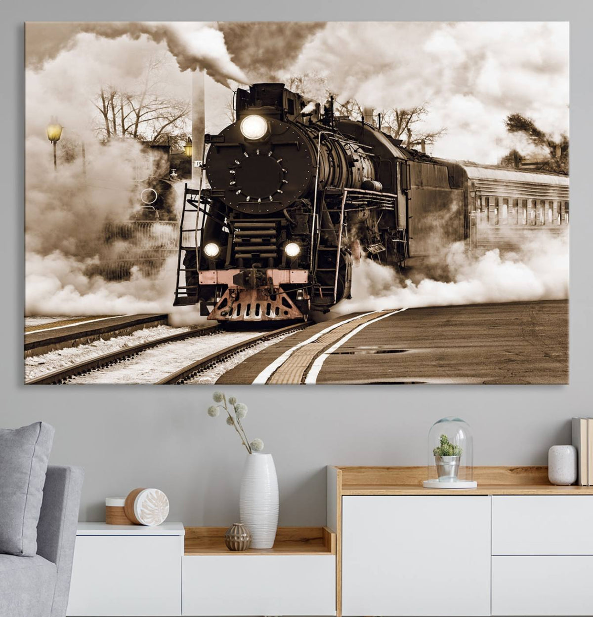 Black Steam Train Canvas Wall Art Print Steam Locomotive Art