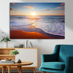 Tropical Ocean Sunset Wall Art Canvas Print, Golden Beach Horizon, Coastal Island Decor