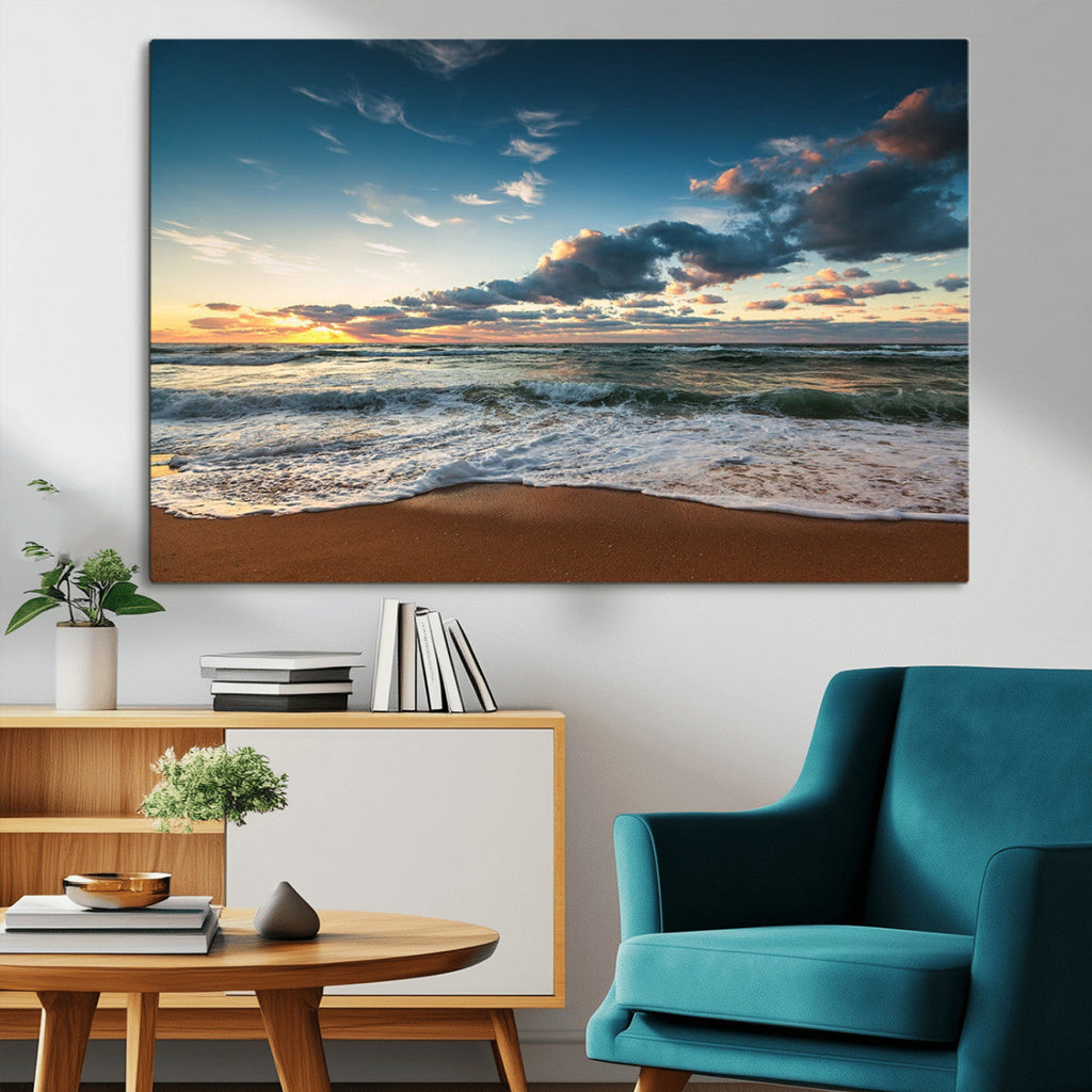 Ocean Beach Wall Art Canvas Print Sunset Artwork Print