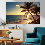 Sunset Palm Trees Wall Art Canvas Print