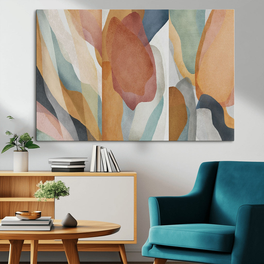 Boho Wall Art Canvas Print Set, Watercolor Boho Wall Art