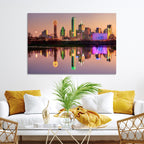 Colorful Dallas City Lights Night Skyline Wall Art Print