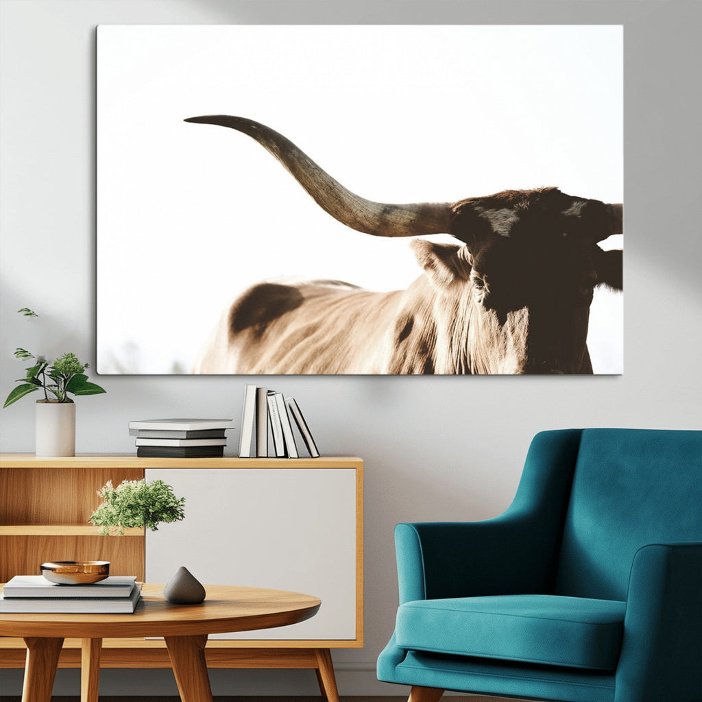 Texas Longhorn Wall Art Canvas Print, 3-Panel