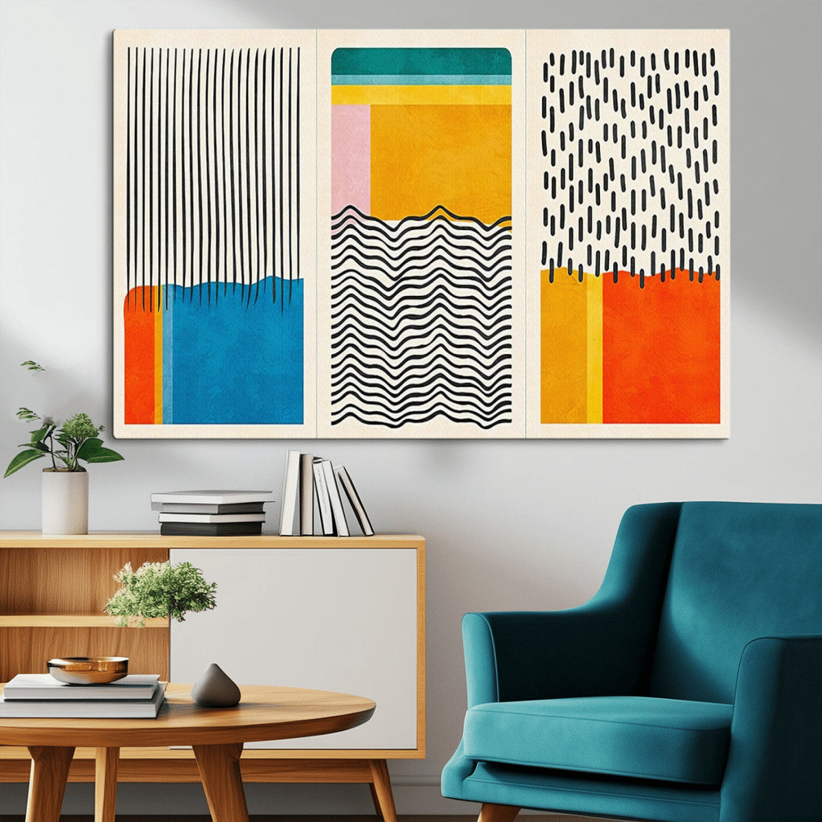 Canvas Print Wall Art Abstract Illustration Art Boho, Framed Abstract Boho Art