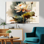 Lotus Flower Watercolor Canvas Print | A Symbol of Serenity and Growth in Soft Watercolors
