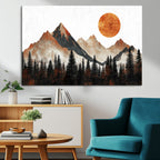 Modern Abstract Mountain Canvas Wall Art Print