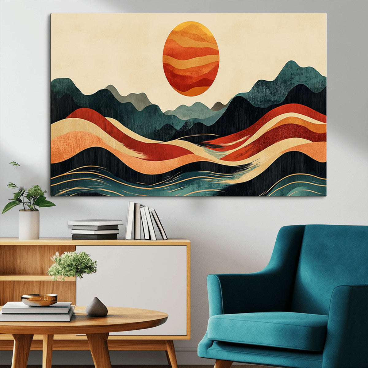 Mountain Triptych Wall Art Canvas Print | Western Boho Pine Tree Nature Print