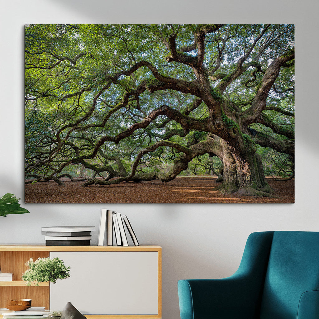 Historic Tree Wall Art | Framed Mossy Branch Canvas Artwork