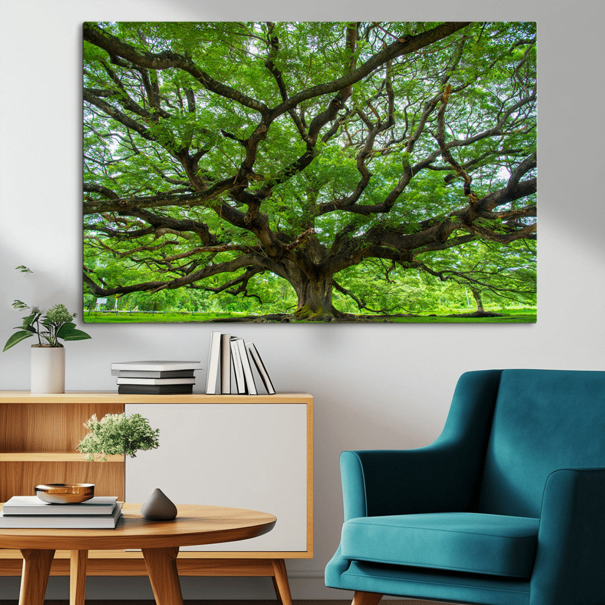 Ancient Tree Wall Art Canvas Print, Framed Sprawling Branches