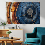 Framed Abstract Tree Ring Wall Art Print, Natural Rustic Wood Grain Canvas Print