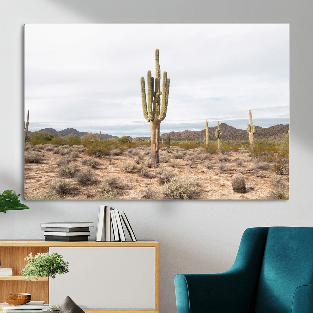 Saguaro Cactus Wall Art | Framed Desert Canvas Artwork