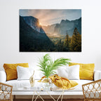 Yosemite Valley Wall Art Canvas Print, Framed Mountain Landscape National Park Art