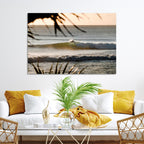 Sunset Surf Wall Art Canvas Print, Framed Golden Hour Waves Boho Beach Art