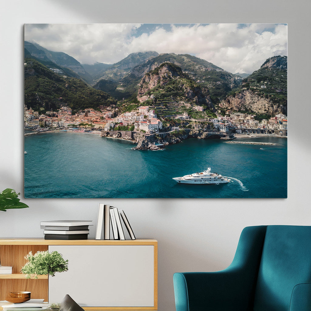 Amalfi Coast Wall Art | Framed Italian Seaside Canvas