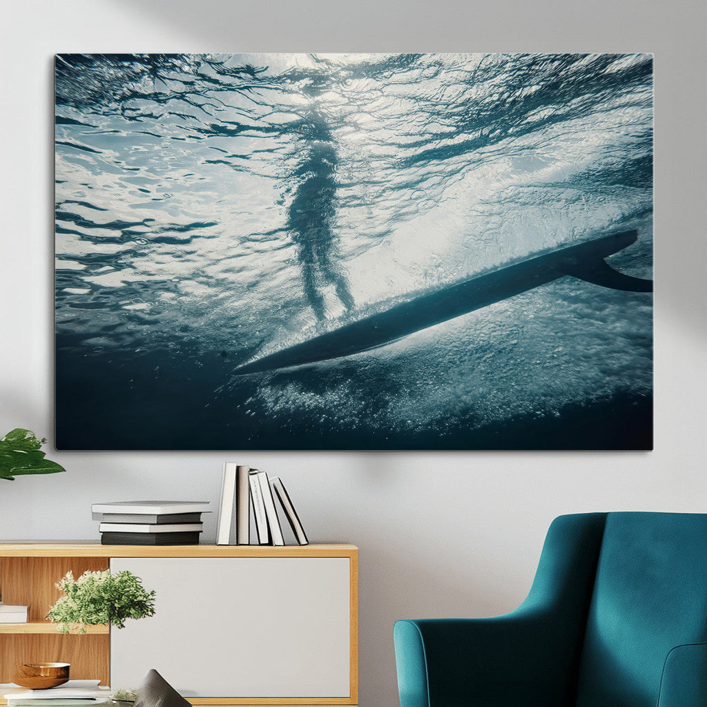 Underwater Surf Wall Art | Framed Ocean Wave Canvas Artwork