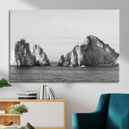 Coastal Wall Art | Framed Black White Ocean Canvas Artwork