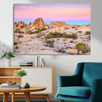 Vibrant Sunset Sky Wall Art Canvas Print, Framed Joshua Tree Desert Artwork
