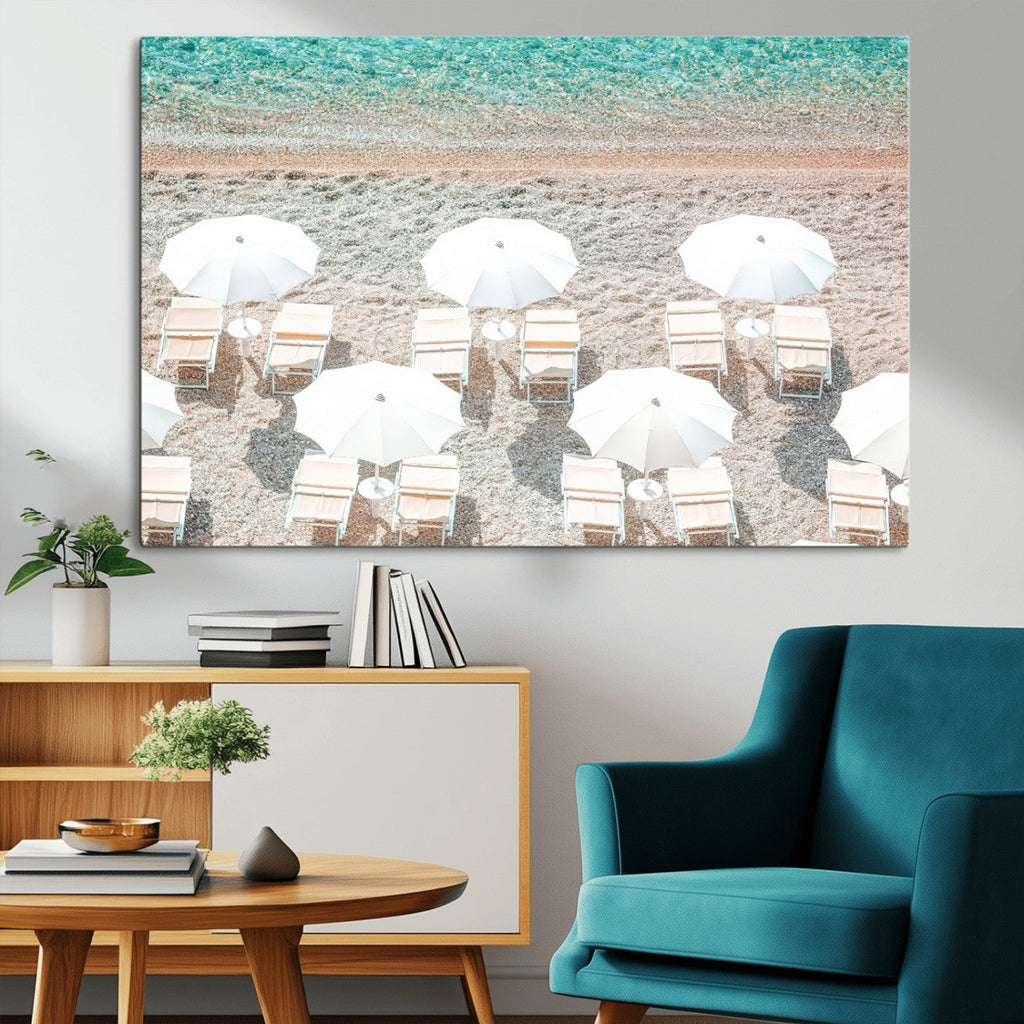Calm Beach Wall Art | Framed Turquoise Water Canvas Artwork