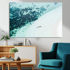 Minimal Beach Wall Art Canvas Print, Framed Ocean Swimming Art, Clear Ocean Decor