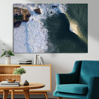 Ocean Wave Wall Art | Aerial Coastal View Canvas Artwork