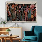 Modern Japanese Wall Art Canvas Print, Framed Abstract Mount Fuji Zen Landscape