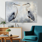 Heron Wall Art Canvas Print, Framed Bird Canvas Decor, Nature Inspired Coastal Art