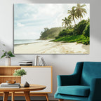 Relaxing Beach Wall Art Canvas Print, Framed Ocean View Coastal Serenity