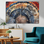 Tree Rings Wall Art Canvas Print, Framed Petrified Wood Modern Rustic