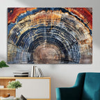 Tree Rings Wall Art Canvas Print, Framed Petrified Wood Art, Modern Rustic Decor