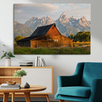Rustic Barn Wall Art Canvas Print, Framed Western Landscape Art, Farmhouse Style Decor