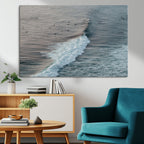 Ocean Waves Wall Art Canvas Print, Framed Coastal Serenity Surf Scene