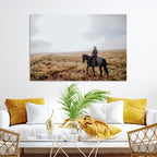 Cowboy Wall Art Canvas Print, Framed Western Rustic Ranch Scene