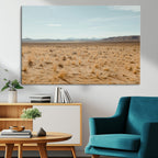 Desert Plains Wall Art Canvas Print, Golden Light Over Dry Grass and Open Horizon
