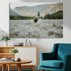 Wild Bison Wall Art Canvas Print, Majestic Mountain Pines and Misty Wilderness