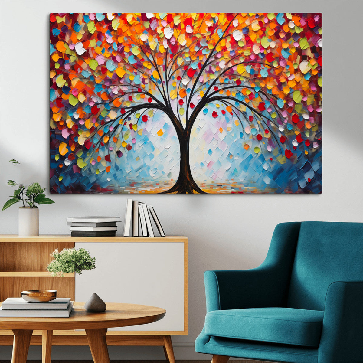 Vibrant Tree of Life Canvas Wall Art | Colorful Abstract Nature