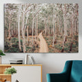 Forest Dirt Road Wall Art Canvas Print, Scenic Woodland Pathway with Tall Trees