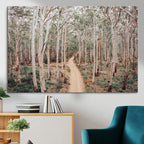 Forest Dirt Road Wall Art Canvas Print, Scenic Woodland Pathway with Tall Trees