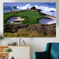 Ocean Cliff Golf Course Wall Art Canvas Print, Waves Crashing, Coastal Golf Landscape