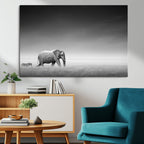 Elephant and Zebra Wall Art Canvas Print, Modern Artwork