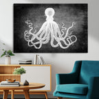 Black White Octopus Wall Art Canvas Print