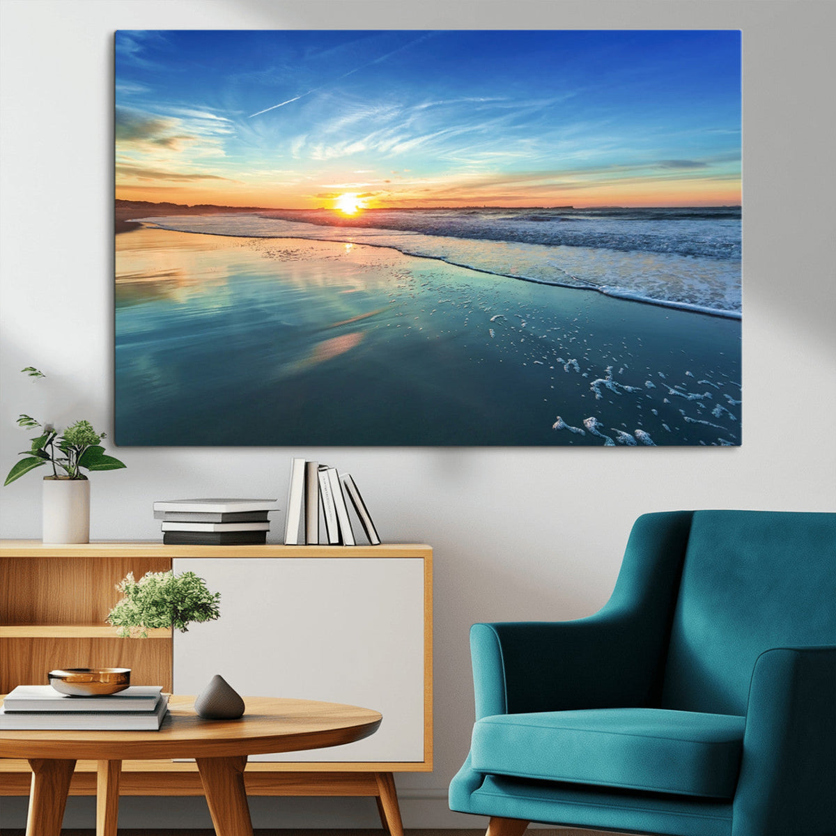 Blue Sky and Beach Wall Art Canvas Print