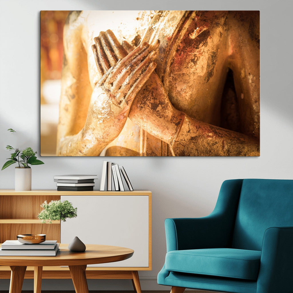 Buddha Statue Hands Wall Art Canvas Print