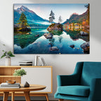 Crystal Clear Lake Wall Art | Mountains Wall Art Canvas | 3 Panel Landscape