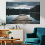 Wooden Bridge Near Lake Wall Art Canvas Print