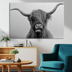 Texas Cow Wall Art Canvas, Texas Longhorn Cattle Canvas Print