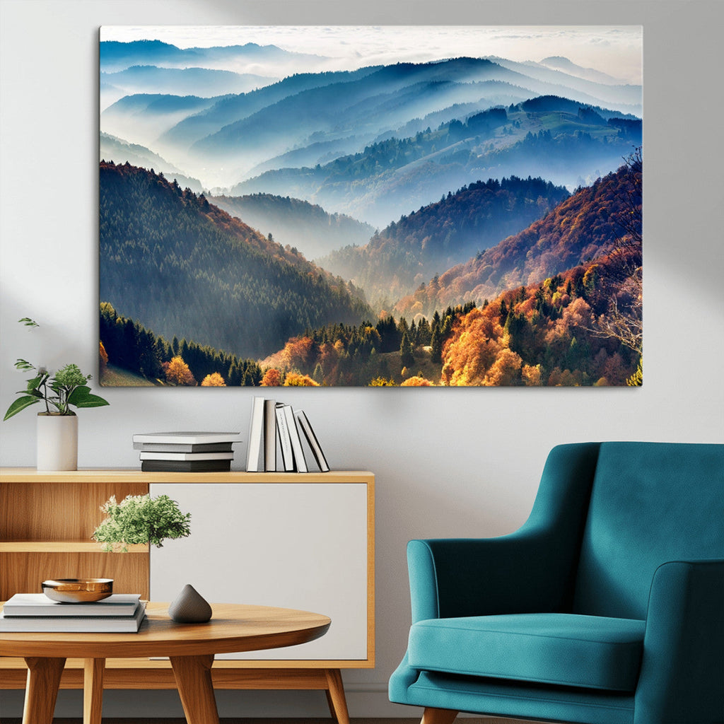 Mountains Forest Autumn Wall Art Canvas Print