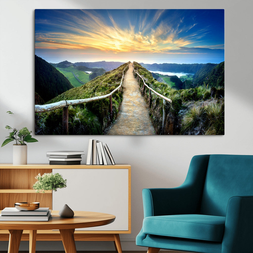 Mountain and Sunset Wall Art Canvas Print