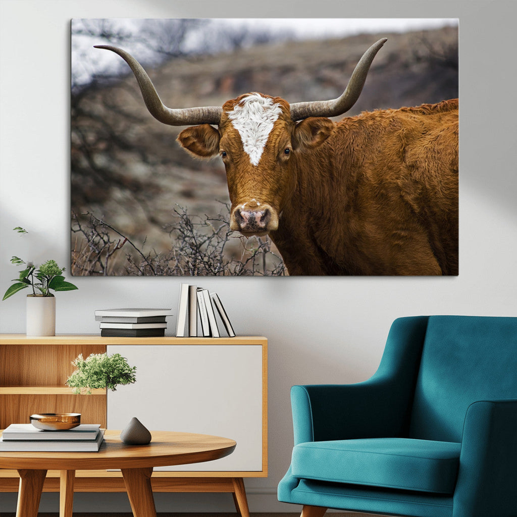 Framed Big Cow Animal Wall Art Canvas Print