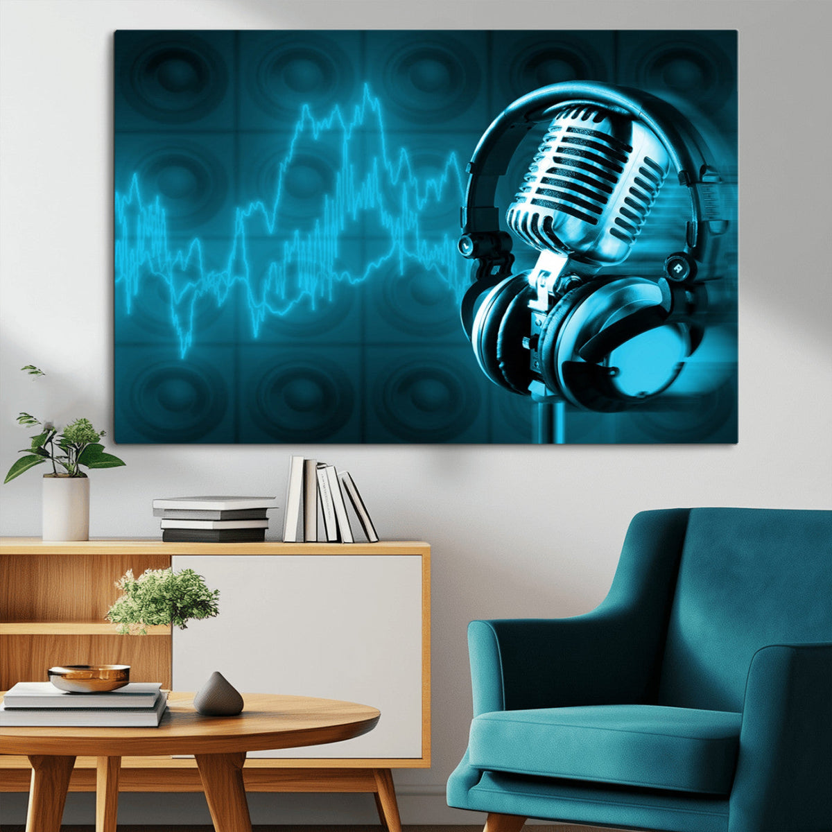 Music and Microphone Wall Art Canvas Print